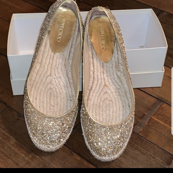 Jimmy Choo Shoes - Jimmy Choo Gold glitter espadrilles